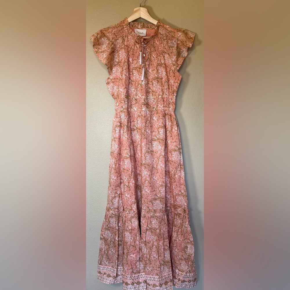 NWT CLEOBELLA Indira Ruffle Tiered Cotton Dress Blush Pink Small - Picture 2 of 9